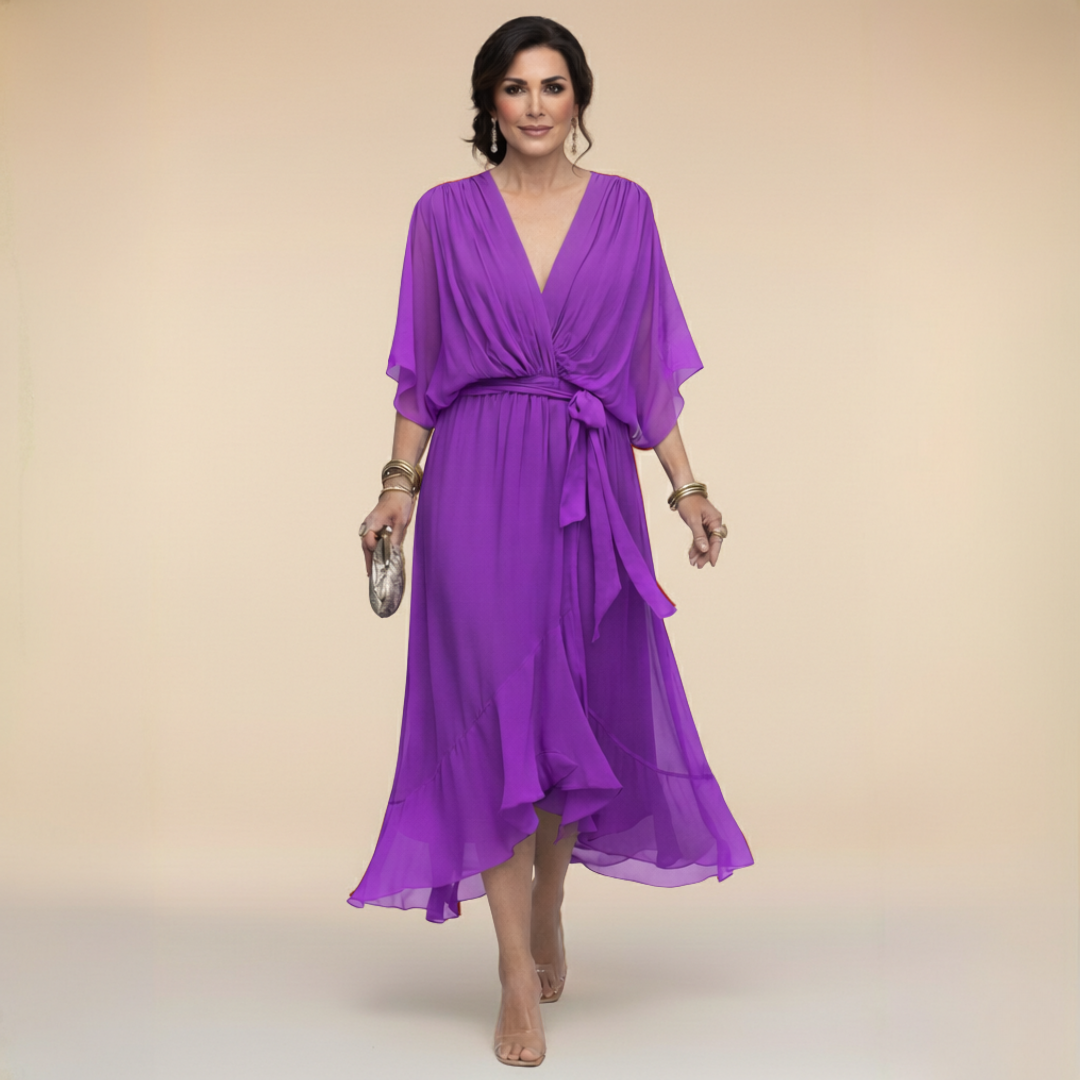 Robe en chiffon à décolleté V