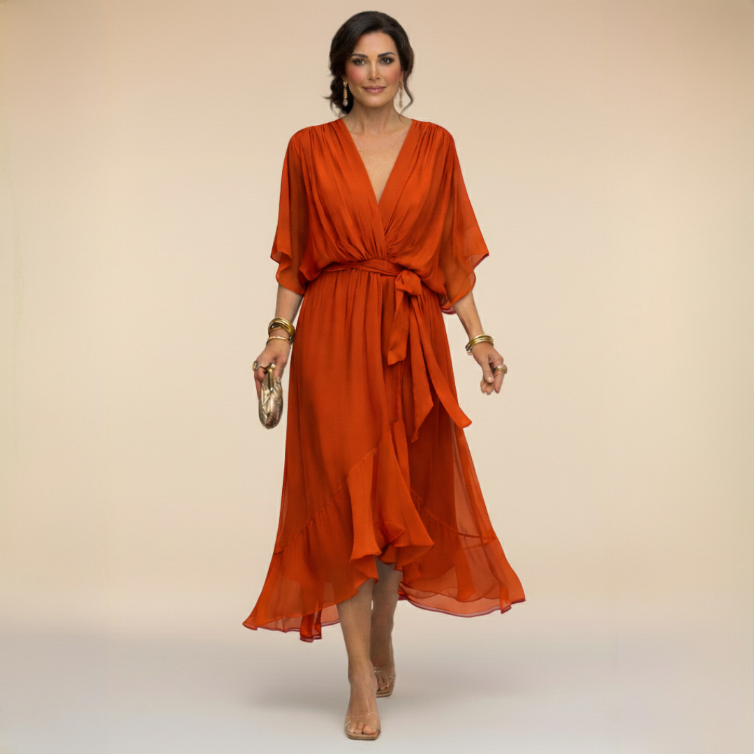 Robe en chiffon à décolleté V
