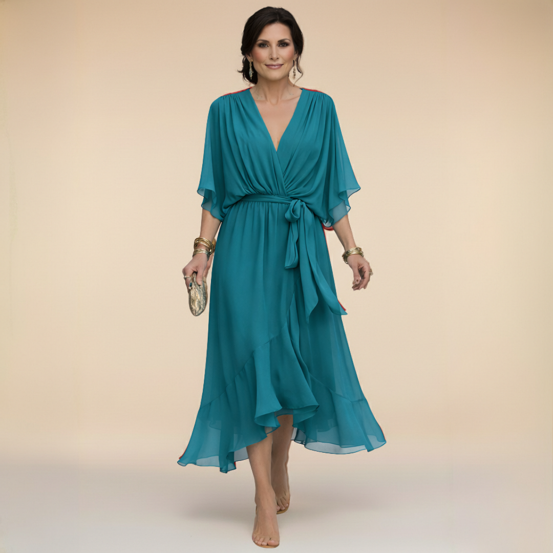 Robe en chiffon à décolleté V