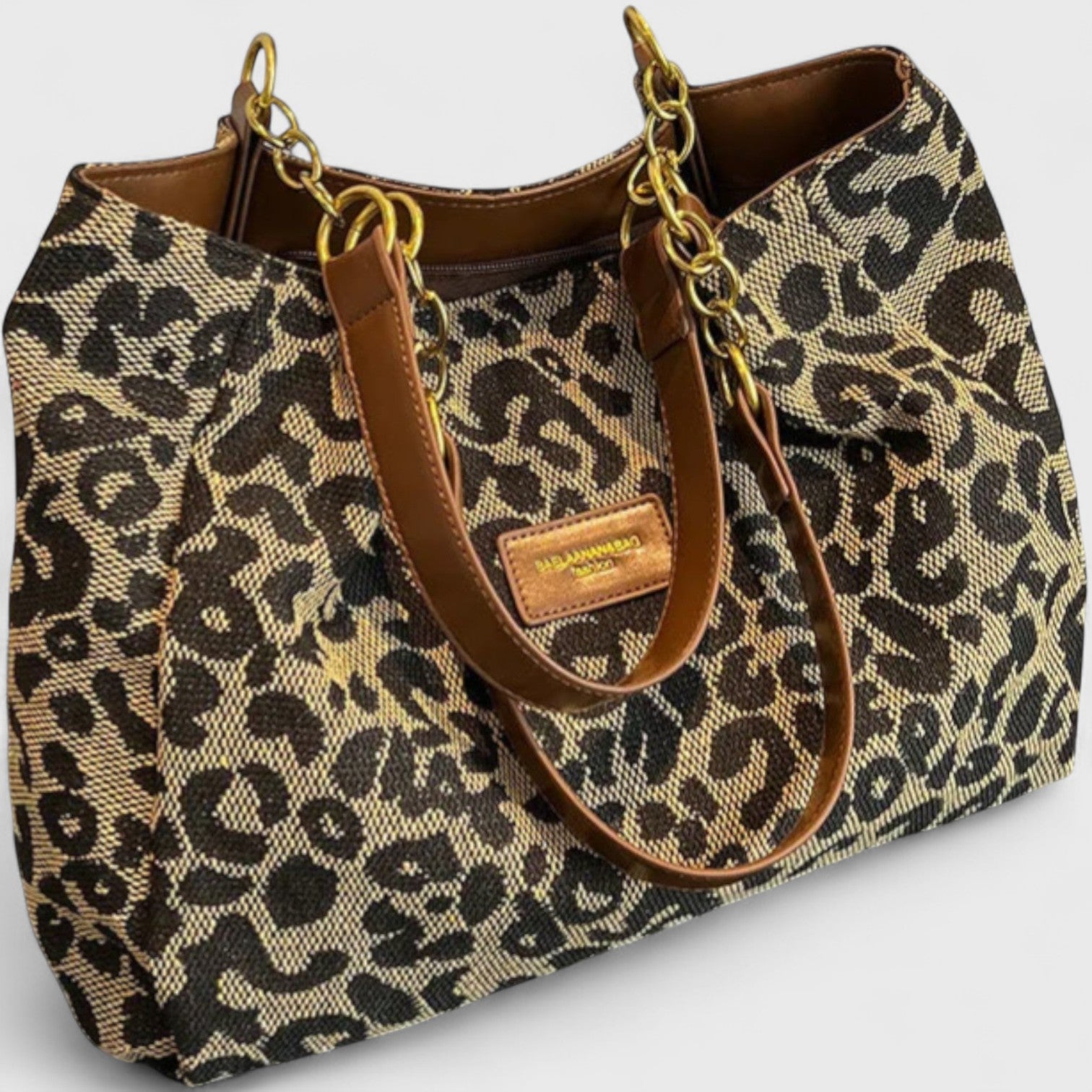 SAC SHOPPING EN TOILE MOTIF LÉOPARD