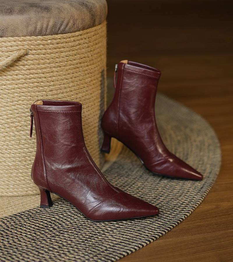 Bottines en cuir à talon élégant