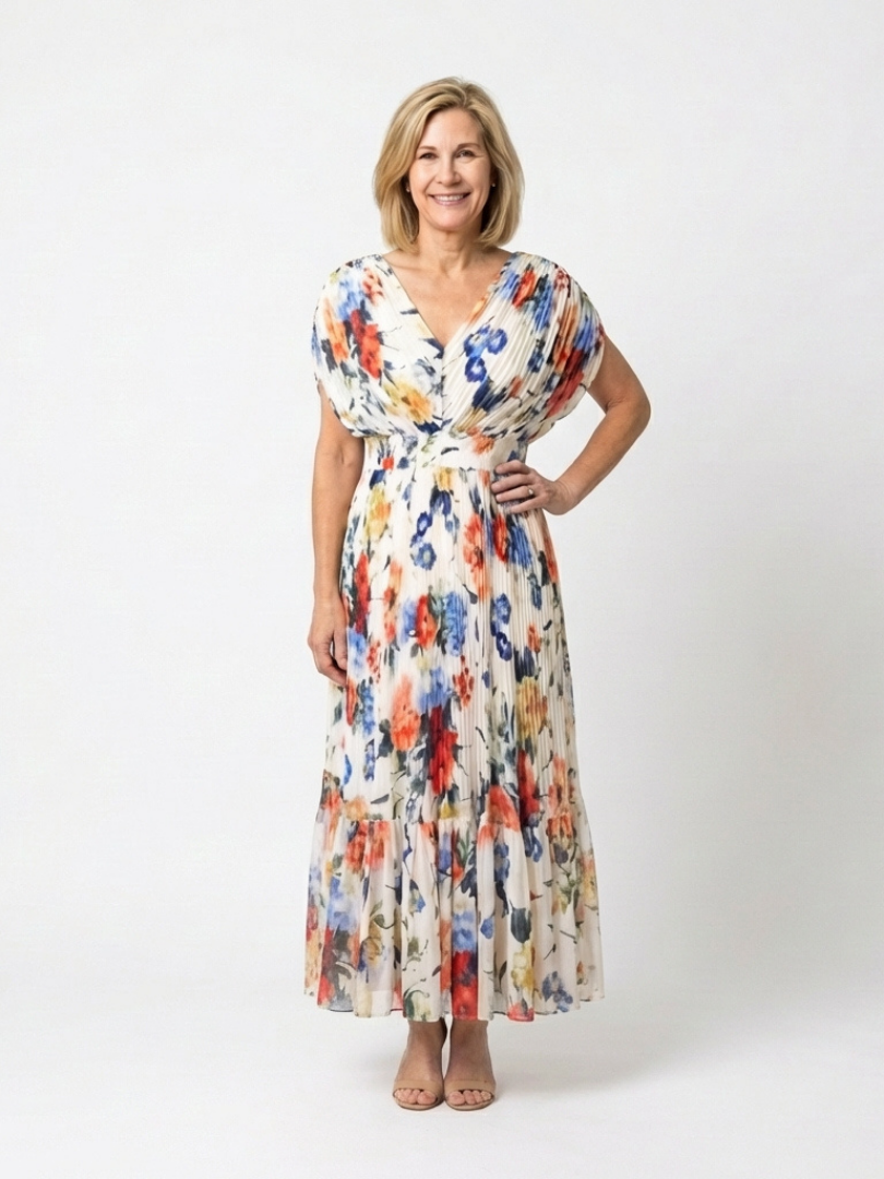 Robe Midi Fleurie Plissée Savannah