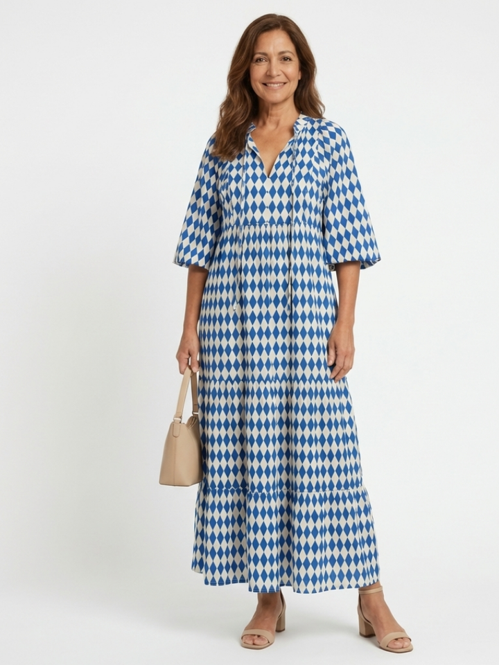 Robe Midi à Imprimé Diamant Elodie