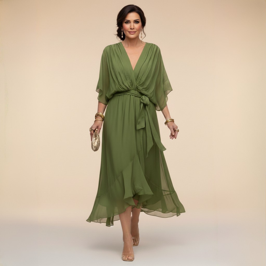 Robe en chiffon à décolleté V