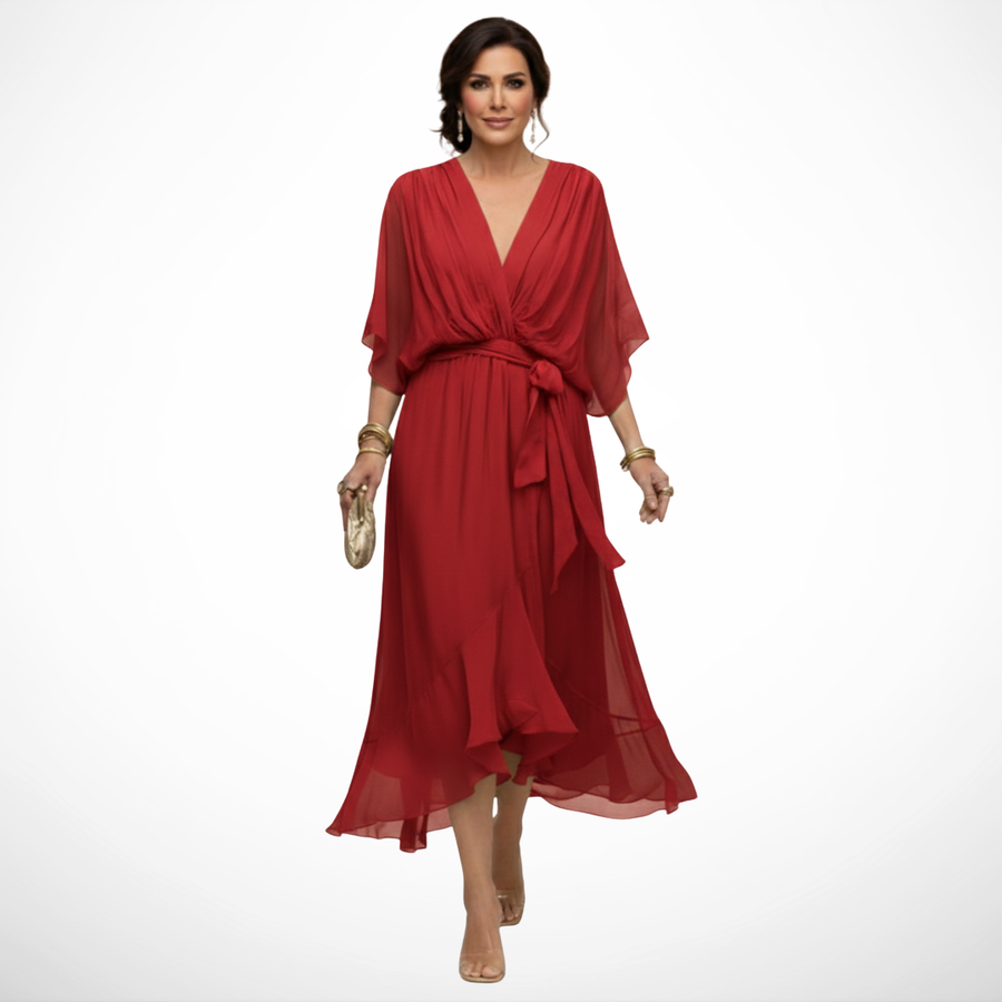 Robe en chiffon à décolleté V