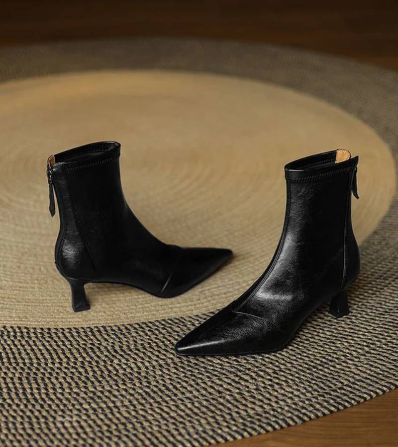 Bottines en cuir à talon élégant