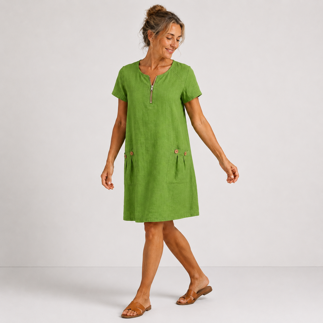 Robe décontractée en coton et lin