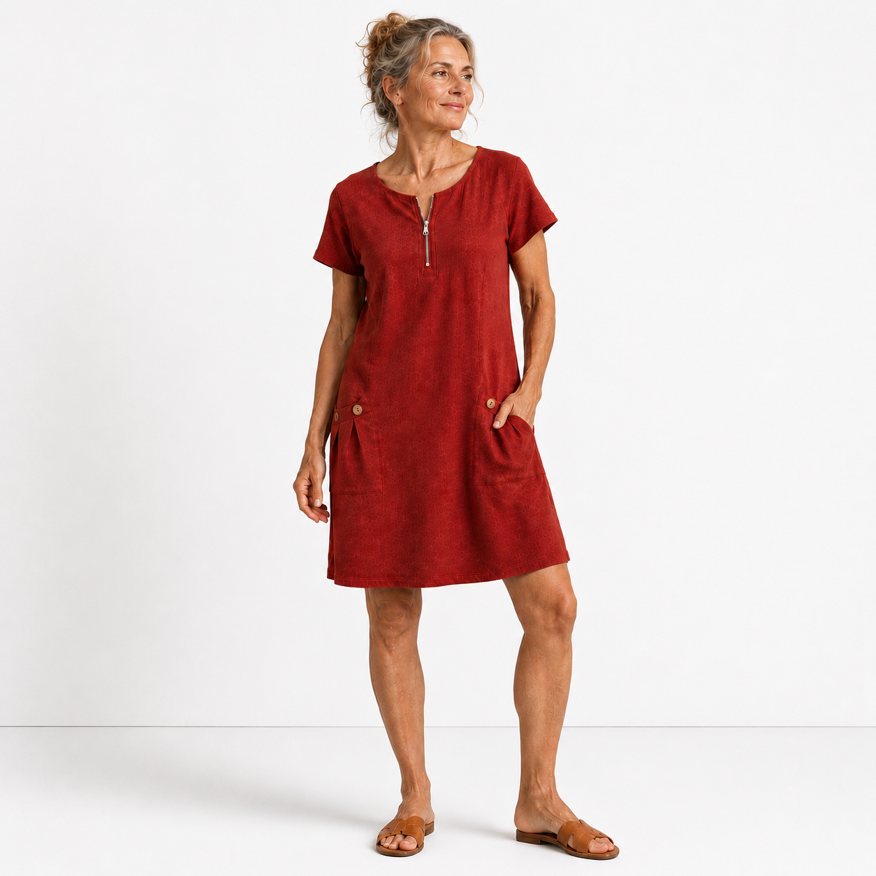 Robe décontractée en coton et lin