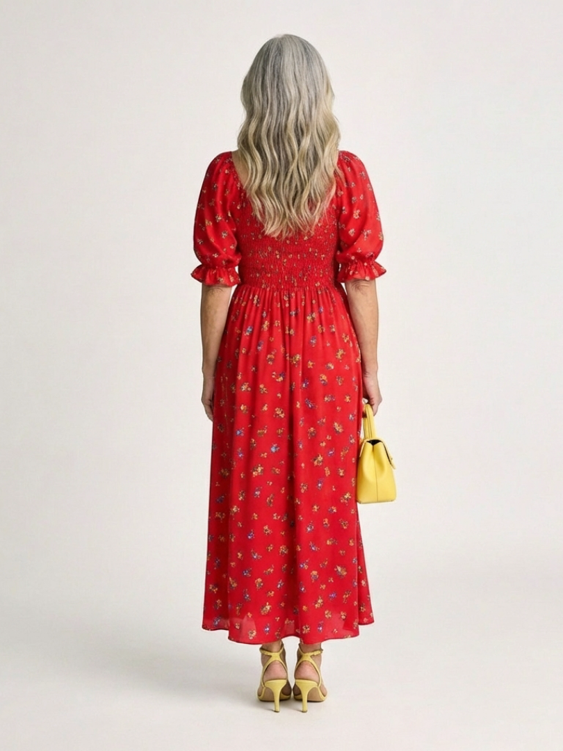 Robe Midi à Manches Bouffantes Delphine
