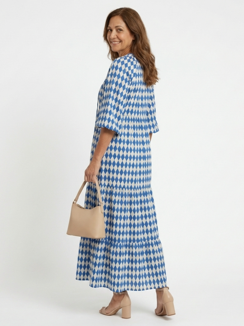 Robe Midi à Imprimé Diamant Elodie