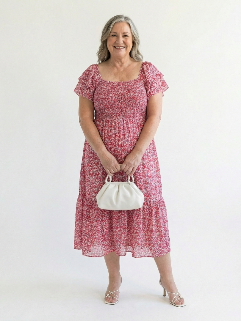 DELACROIX | Robe Midi Florale à Épaules Nues Odette