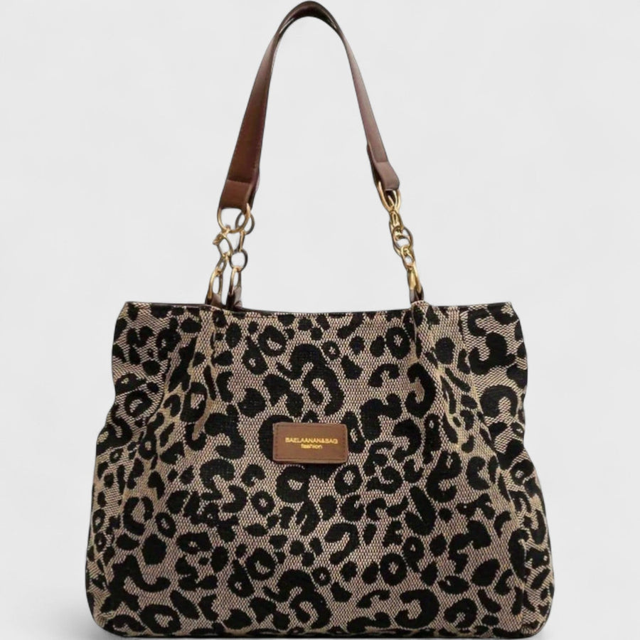 SAC SHOPPING EN TOILE MOTIF LÉOPARD