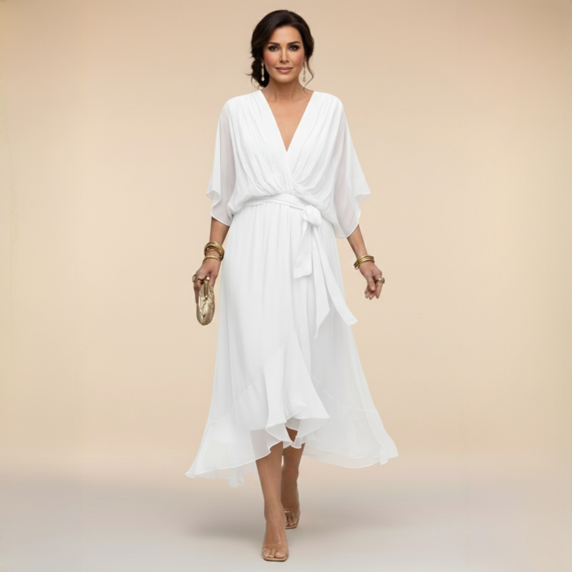 Robe en chiffon à décolleté V