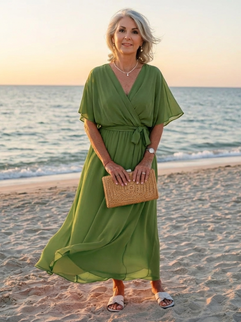Robe Midi Drapée à Encolure Elysia
