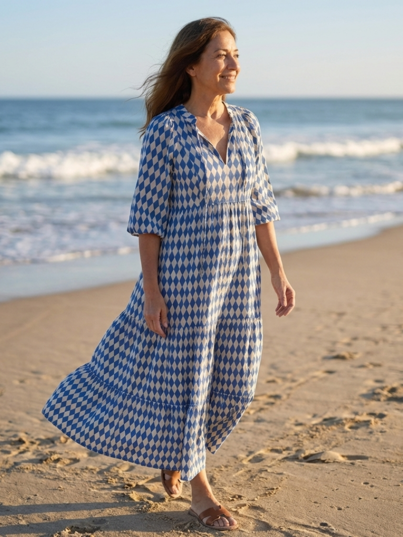 Robe Midi à Imprimé Diamant Elodie