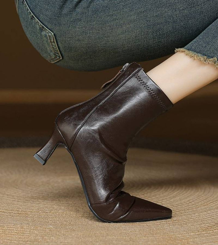 Bottines en cuir à talon élégant