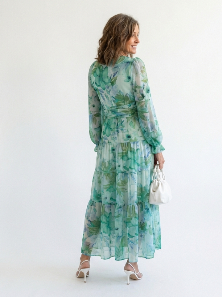 Robe Maxi Fleurie à Manches Longues Althea