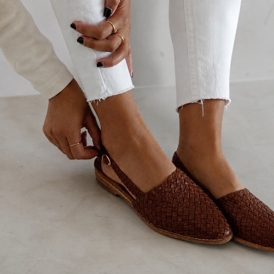 Simone | Mocassins Tressés à Bride Arrière