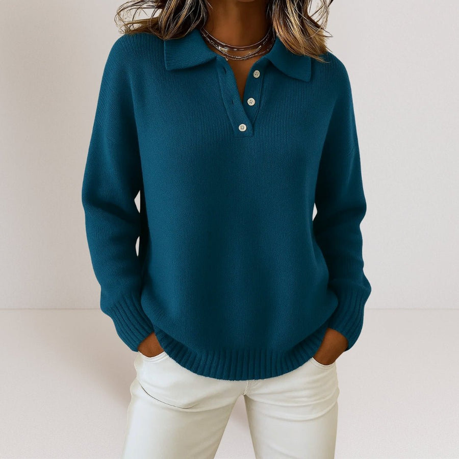 Pull en maille à col polo et patte de boutonnage