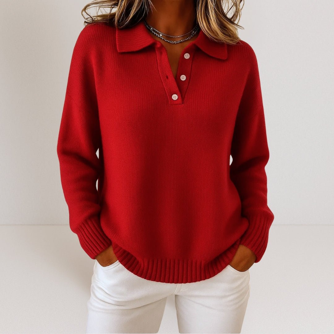 Pull en maille à col polo et patte de boutonnage