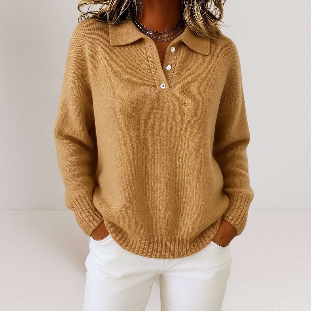 Pull en maille à col polo et patte de boutonnage