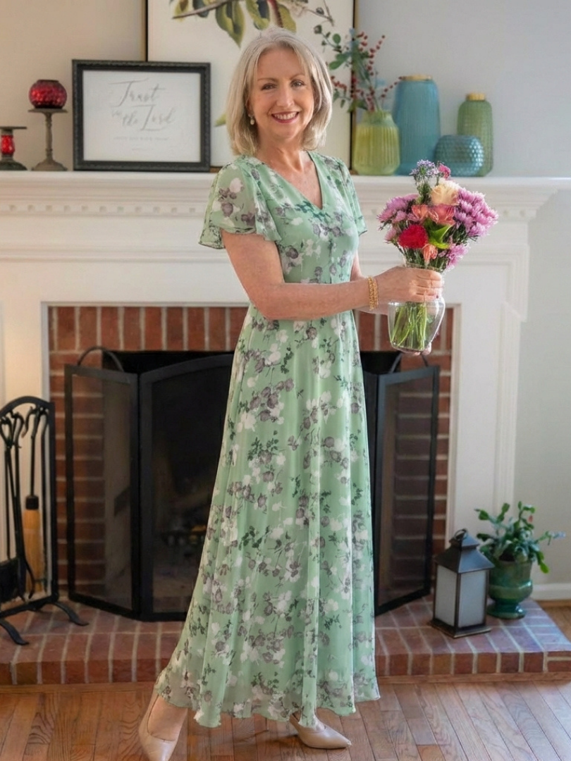 Robe Maxi en Chiffon Floral Ismeria