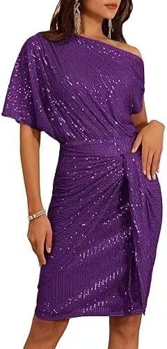 Camille - Robe pailletée une épaule