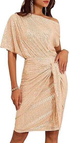 Camille - Robe pailletée une épaule