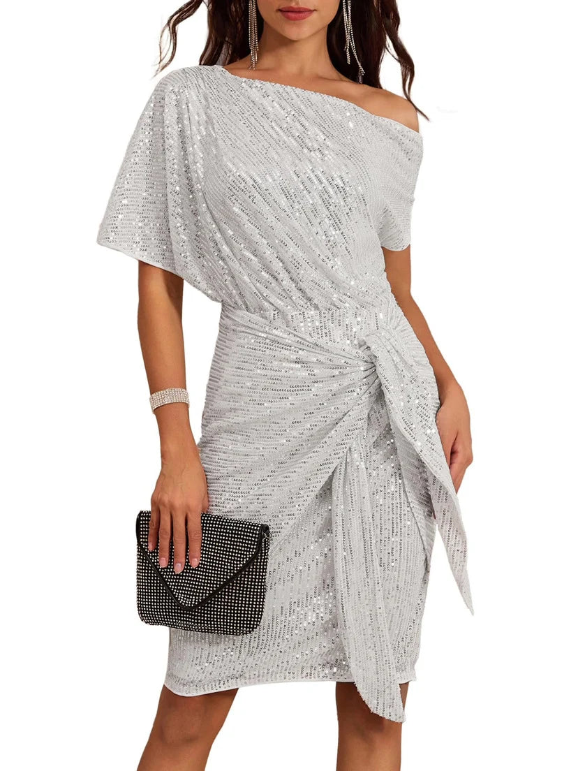 Camille - Robe pailletée une épaule