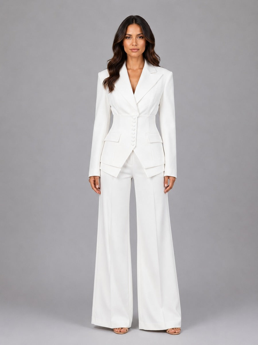 Anselma | Ensemble deux pièces avec blazer cintré et pantalon palazzo