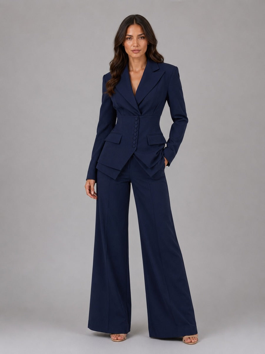 Anselma | Ensemble deux pièces avec blazer cintré et pantalon palazzo