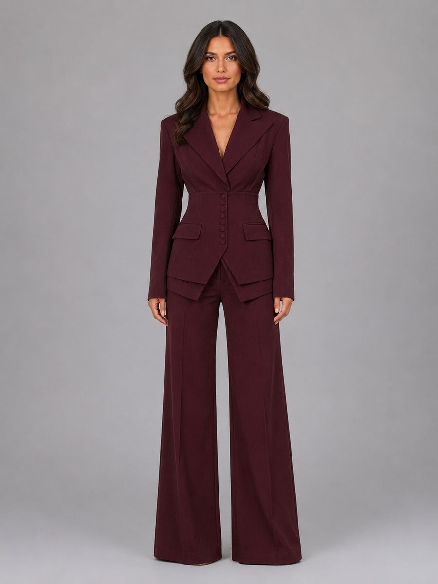 Anselma | Ensemble deux pièces avec blazer cintré et pantalon palazzo