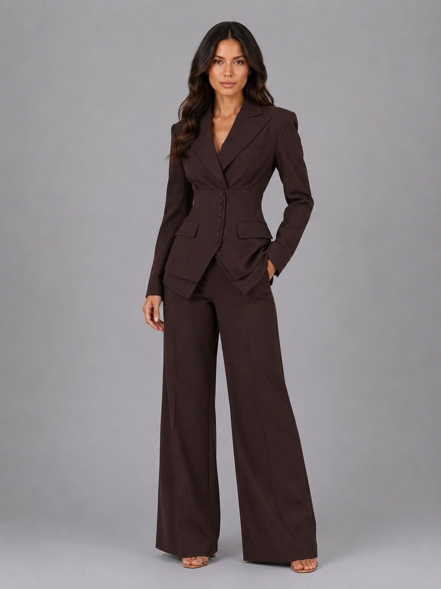 Anselma | Ensemble deux pièces avec blazer cintré et pantalon palazzo