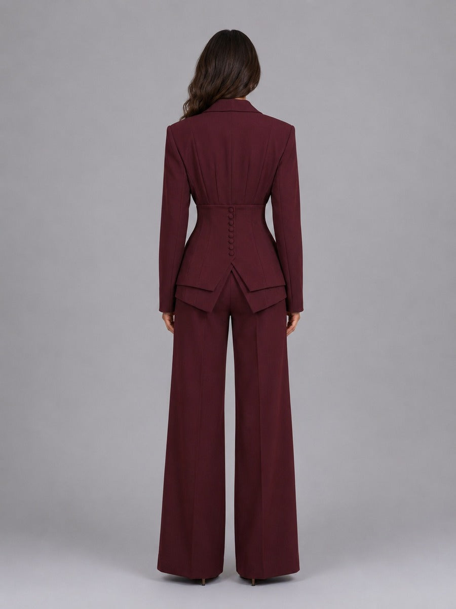 Anselma | Ensemble deux pièces avec blazer cintré et pantalon palazzo