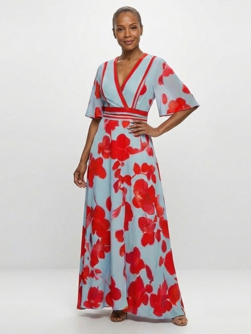 Robe Maxi Fleurie à Manches Corinne