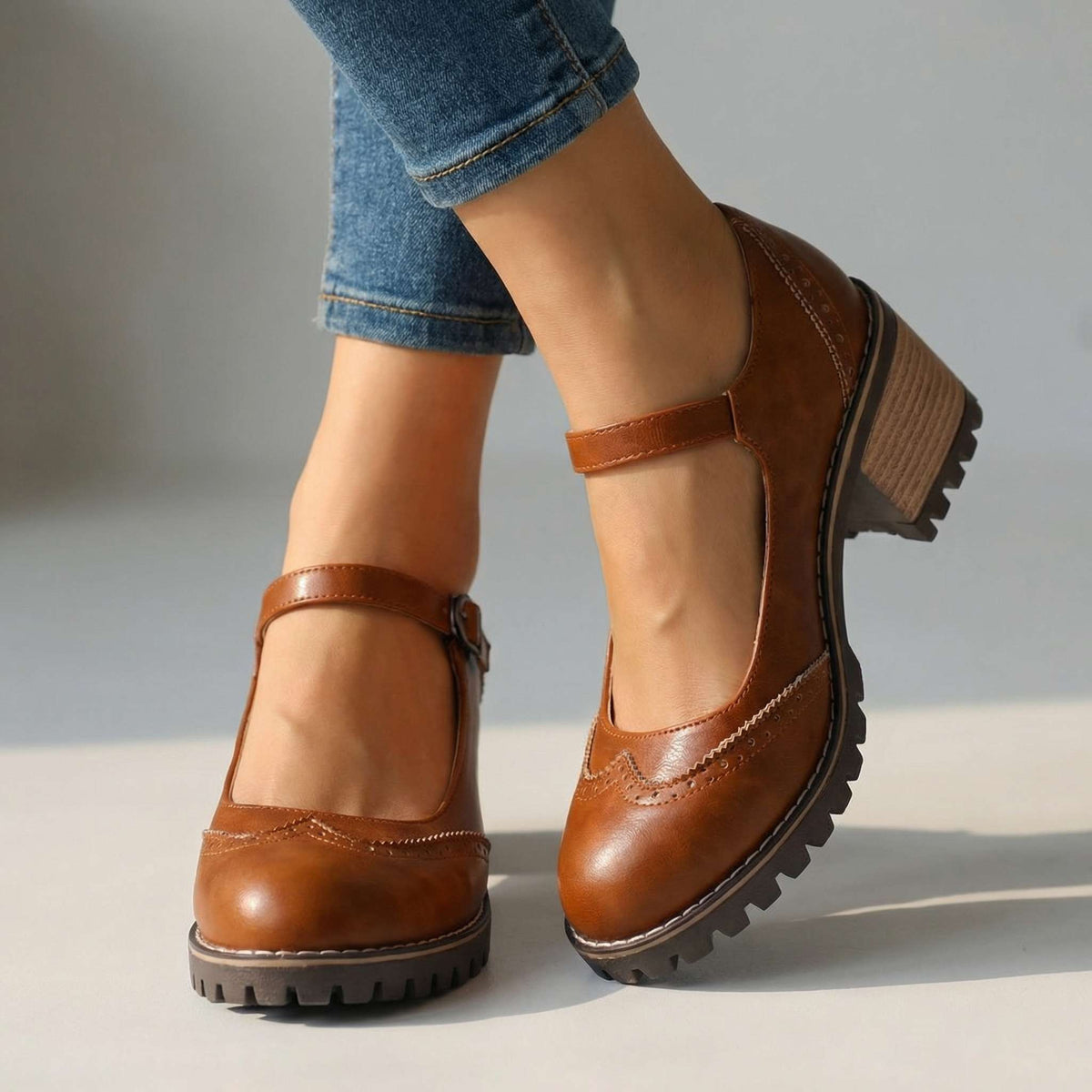 Escarpins Richelieu Talon Bloc pour Femme Isabelle