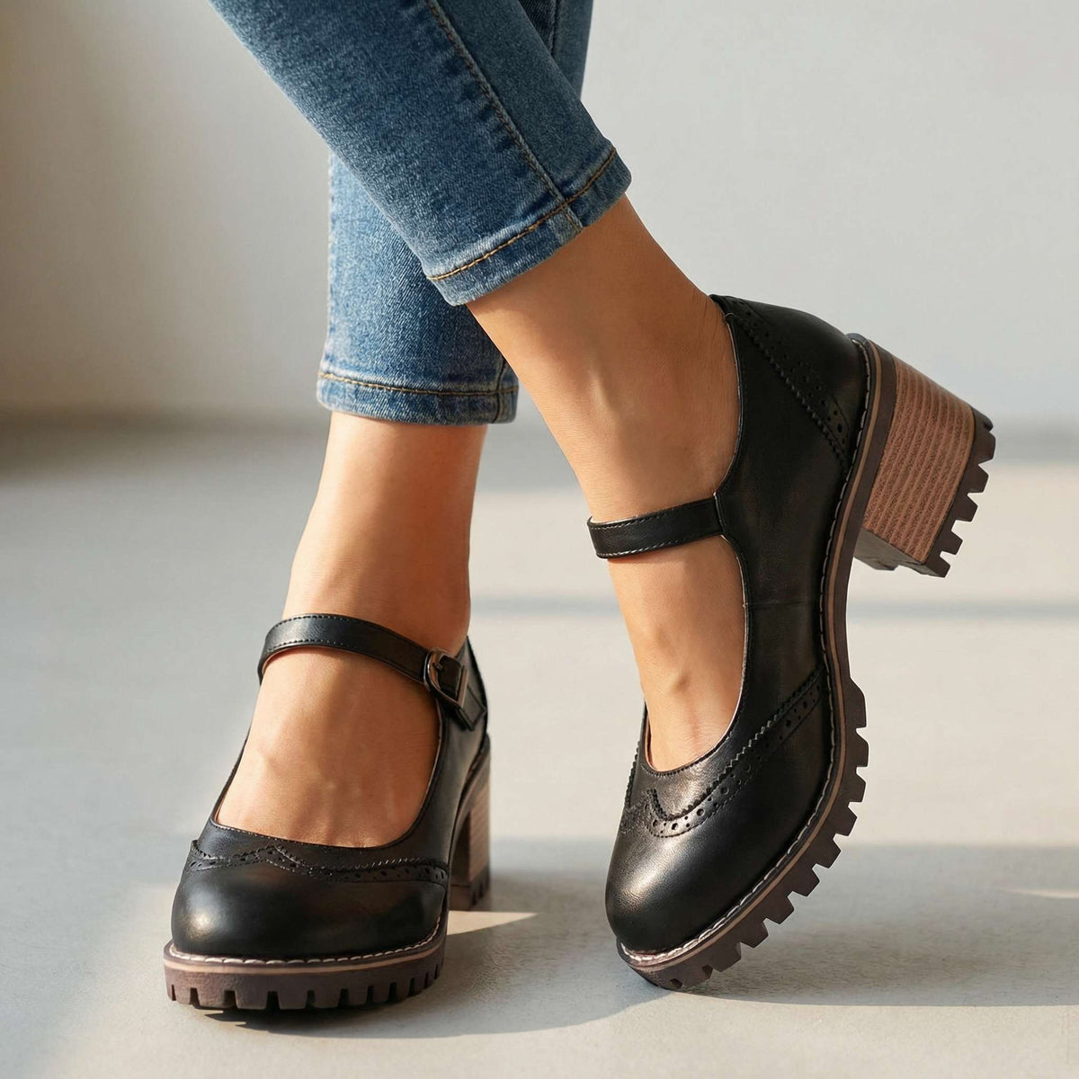 Escarpins Richelieu Talon Bloc pour Femme Isabelle