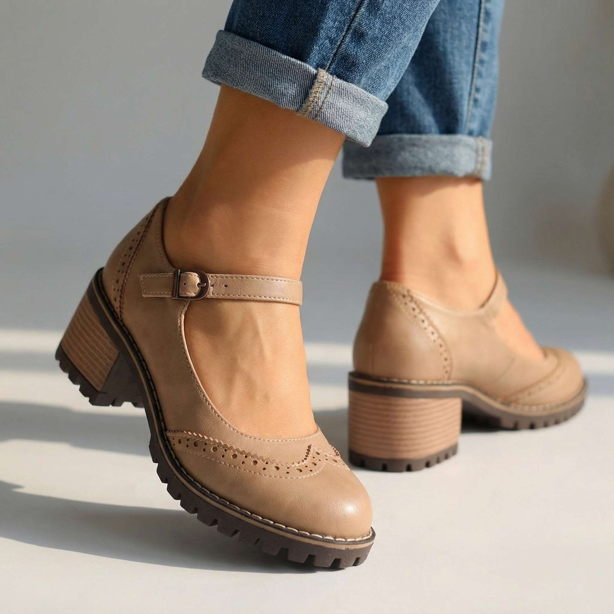 Escarpins Richelieu Talon Bloc pour Femme Isabelle