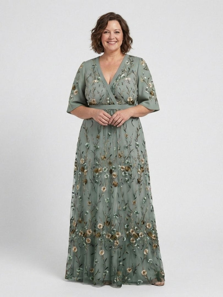Robe Maxi à Manches Courtes Evadne