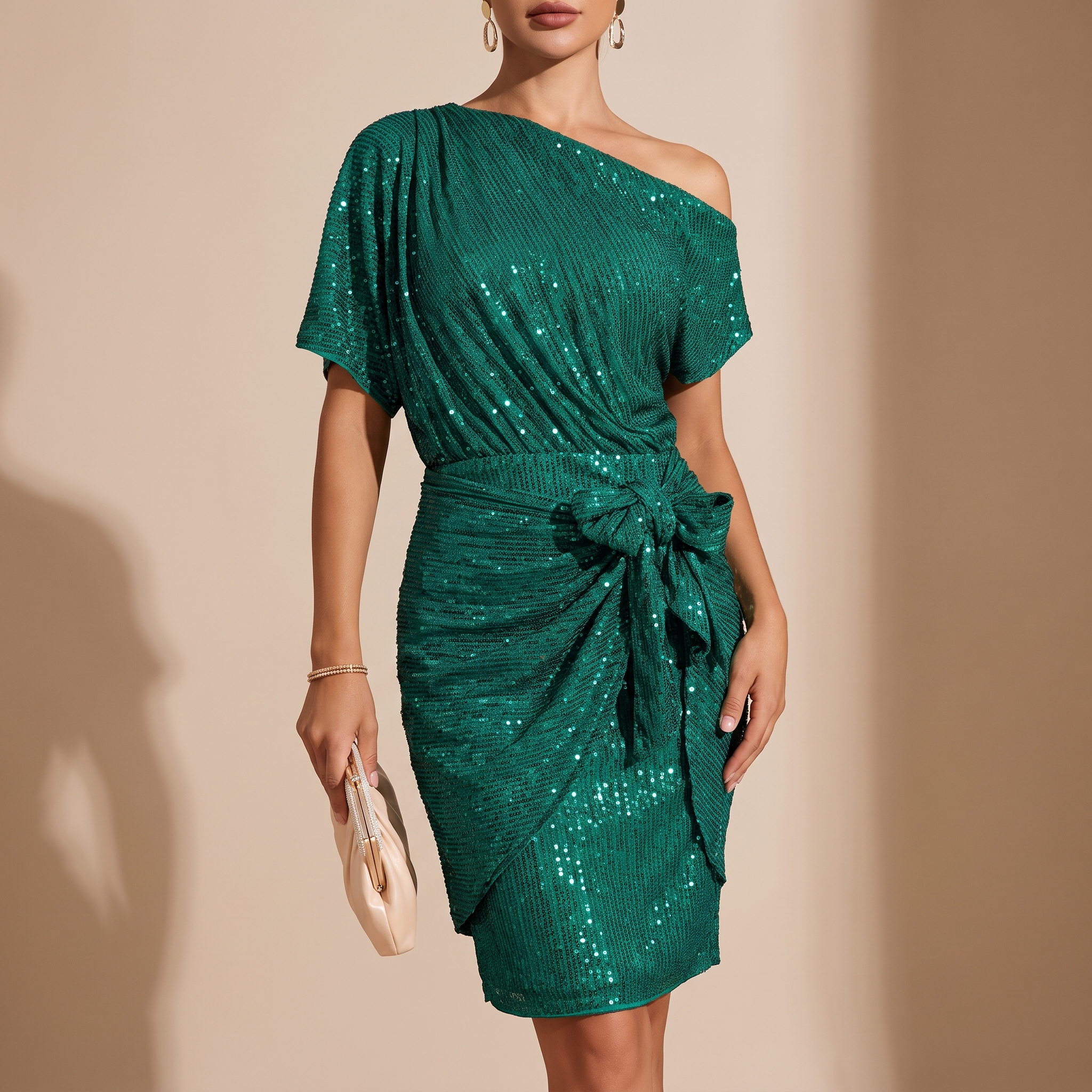 Camille - Robe pailletée une épaule