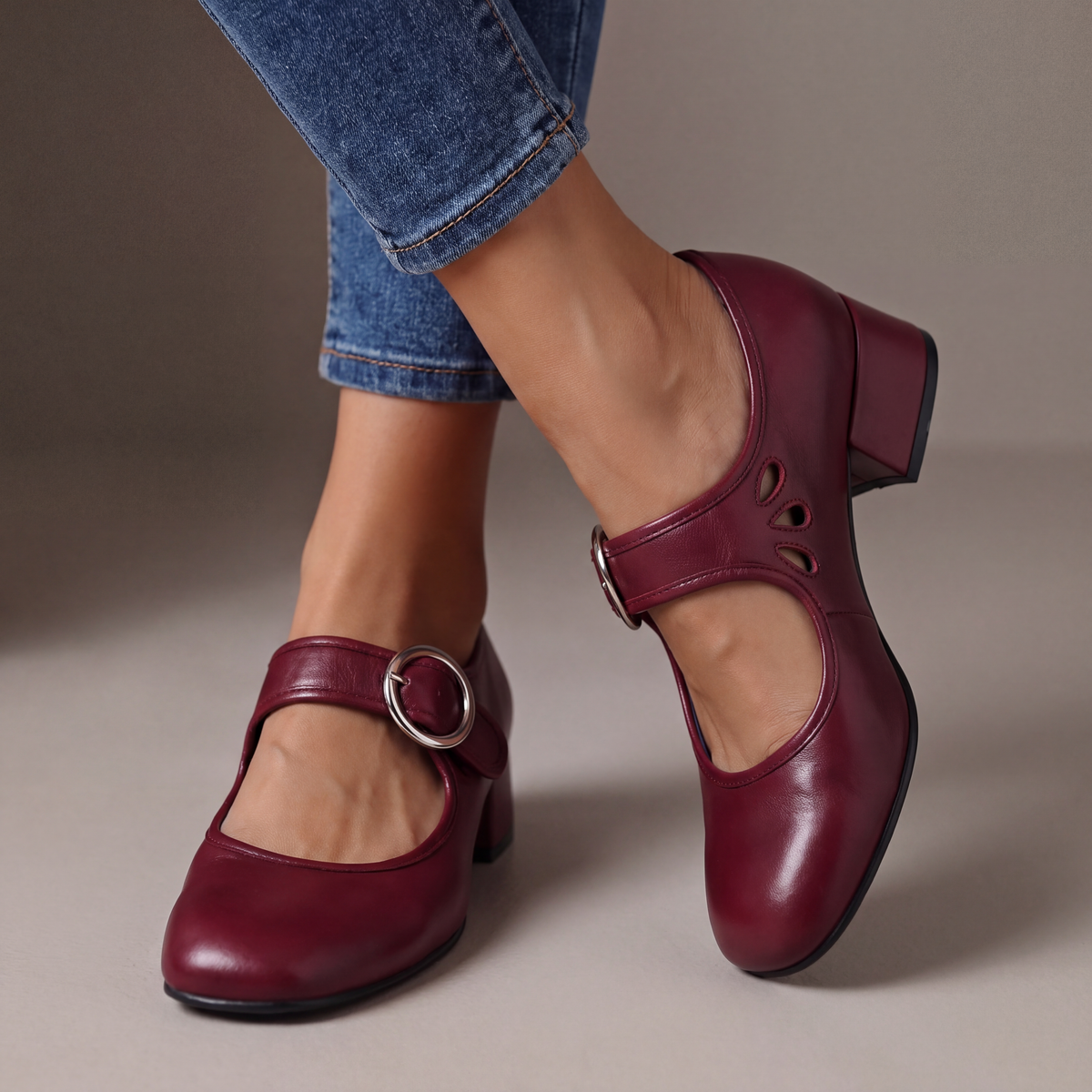 Babies en Cuir à Talon Véronique