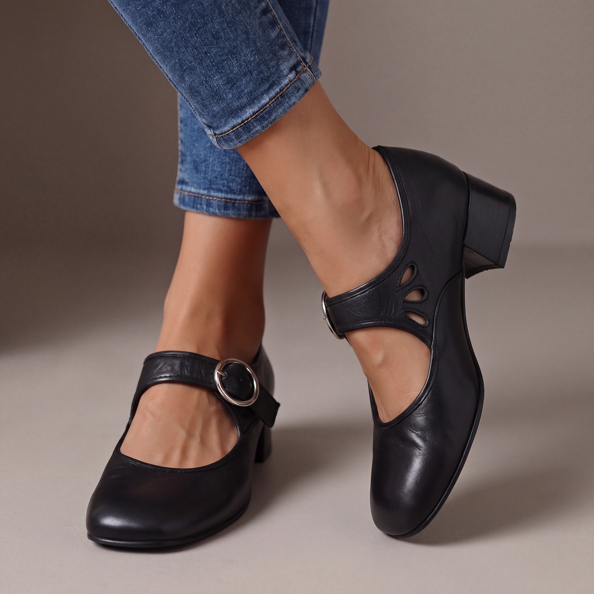 Babies en Cuir à Talon Véronique