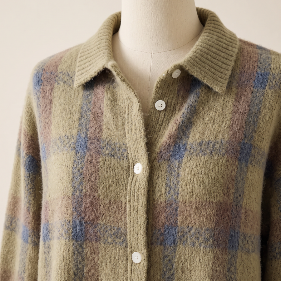 Amelia | Plaid Knit Cardigan