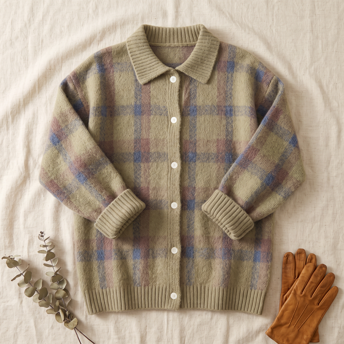 Amelia | Plaid Knit Cardigan