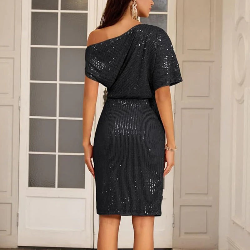 Camille - Robe pailletée une épaule
