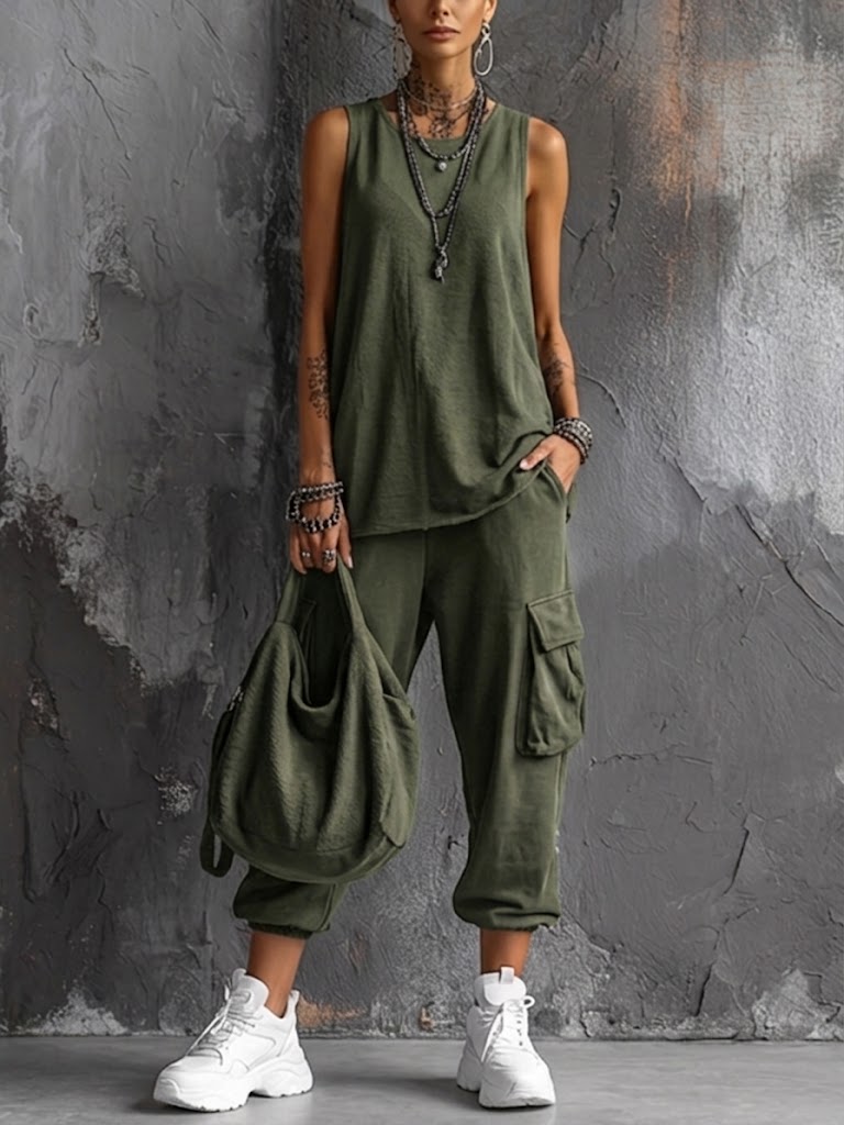 Muriel | Ensemble Casual Souple avec Poches