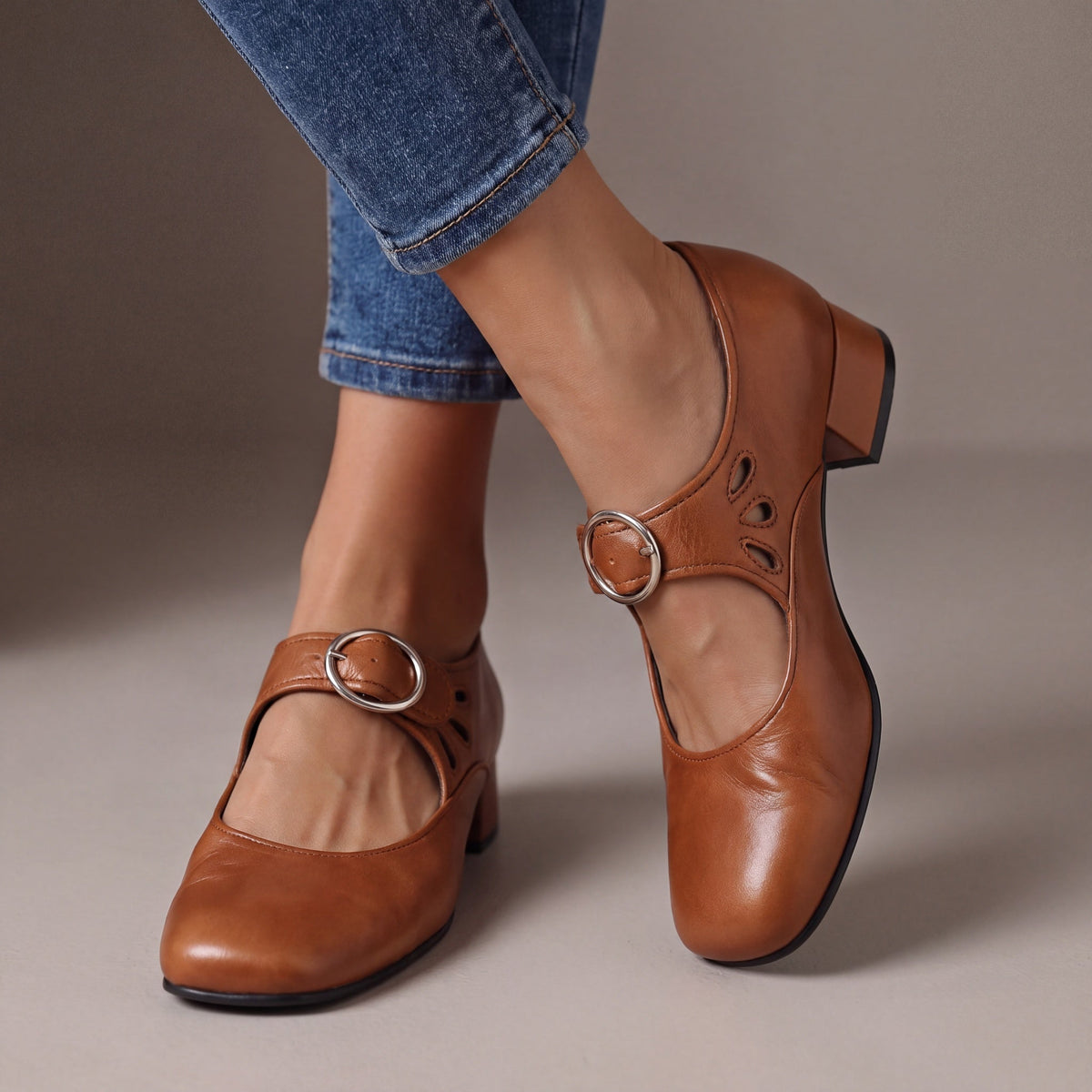 Babies en Cuir à Talon Véronique