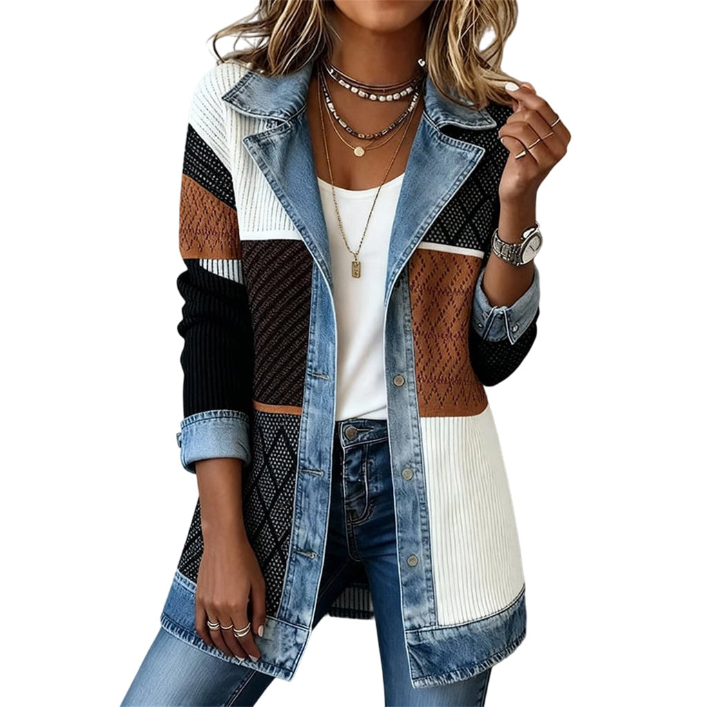 Greta™ | Veste en jean élégante avec empiècements en maille