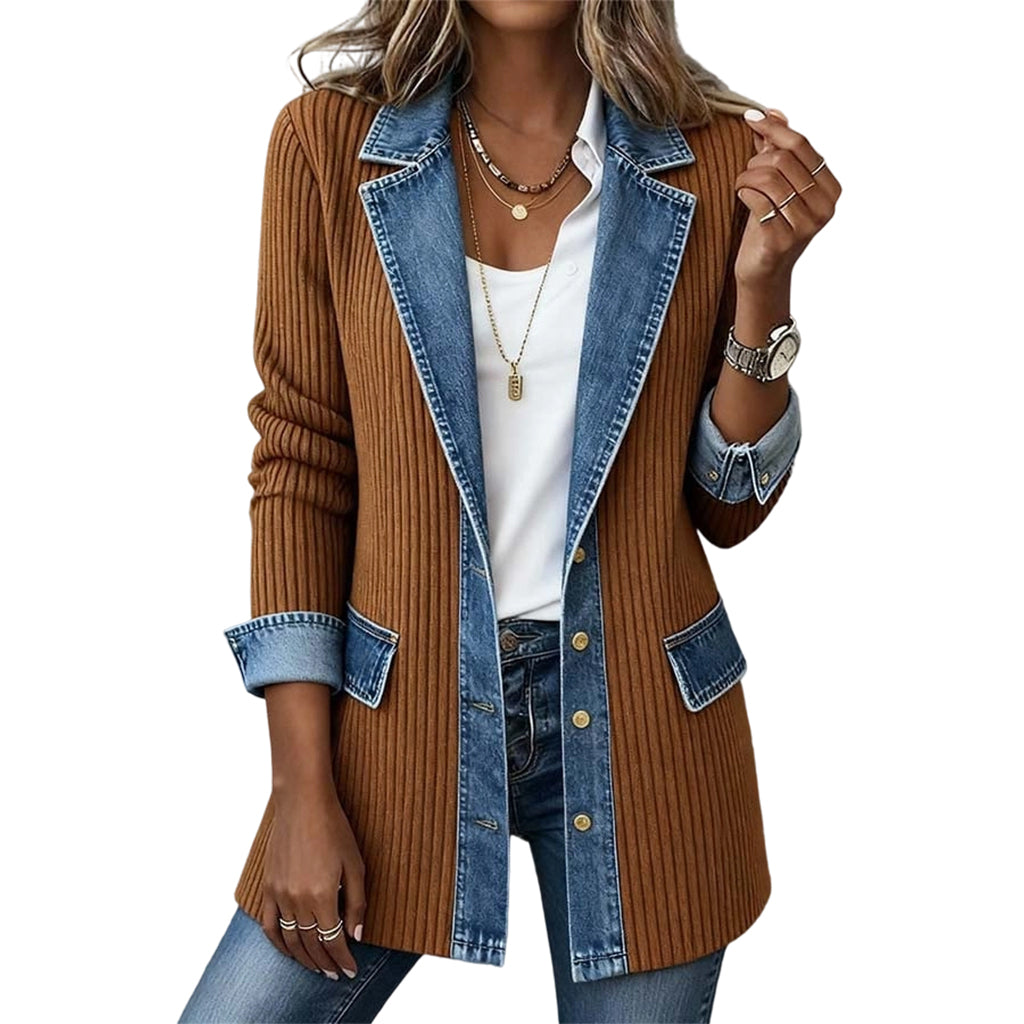 Greta™ | Veste en jean élégante avec empiècements en maille