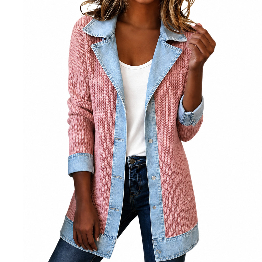 Greta™ | Veste en jean élégante avec empiècements en maille